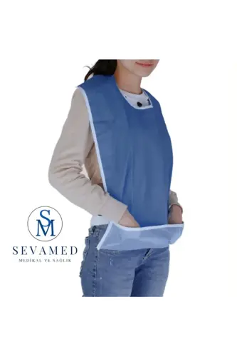 Washable Patient Meal/Food Bib Adult Velcro-pocketed 1 Piece - 1