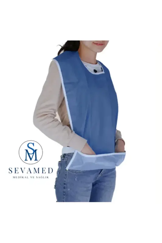 Washable Patient Meal/Food Bib Adult Velcro-pocketed 1 Piece - 1