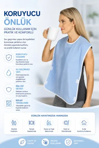 Washable Patient Meal/Food Bib Adult Velcro-pocketed 1 Piece - 3
