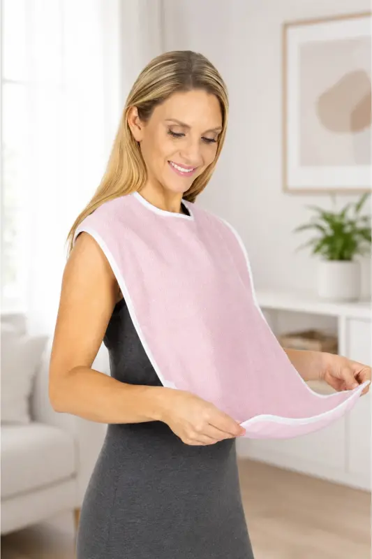 Washable Patient Meal/Food Bib Adult Velcro-pocketed 1 Piece - 5
