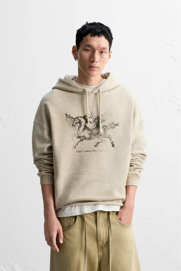 Washable printed sweatshirt - Grey marl - 18