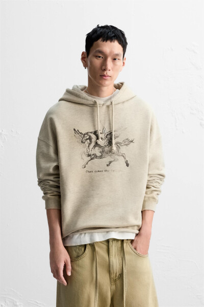 Washable printed sweatshirt - Grey marl - 10