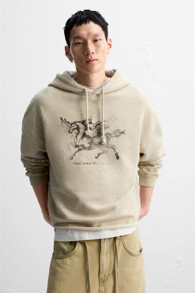 Washable printed sweatshirt - Grey marl - 13