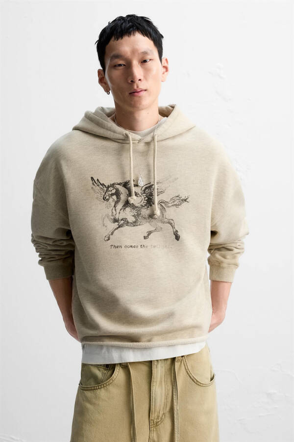 Washable printed sweatshirt - Grey marl - 5