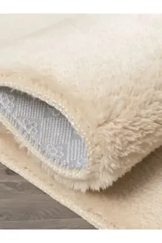 Washable Puffy Plush Kitchen Hallway Living Room Carpet Runner-Beige - 2