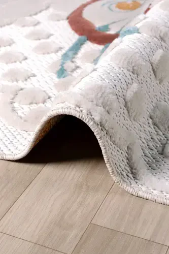 Washable Rabbit Baby Kids Room Rug Patterned Stain Resistant Antibacterial Anti-allergic AYAZ 08-CREAM 4 - ELIZ HOME (1)