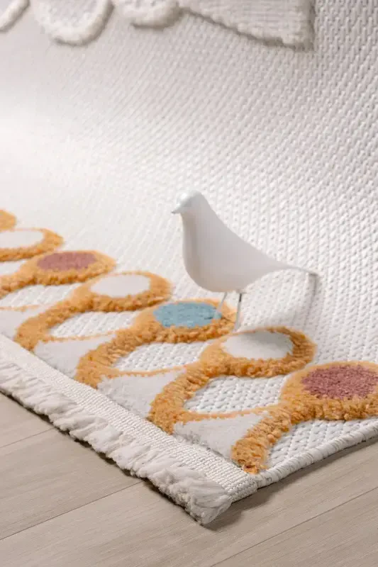 Washable Rabbit Baby Kids Room Rug Patterned Stain Resistant Antibacterial Anti-allergic AYAZ 08-CREAM 4 - 4