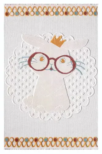 Washable Rabbit Baby Kids Room Rug Patterned Stain Resistant Antibacterial Anti-allergic AYAZ 08-CREAM 4 - 7