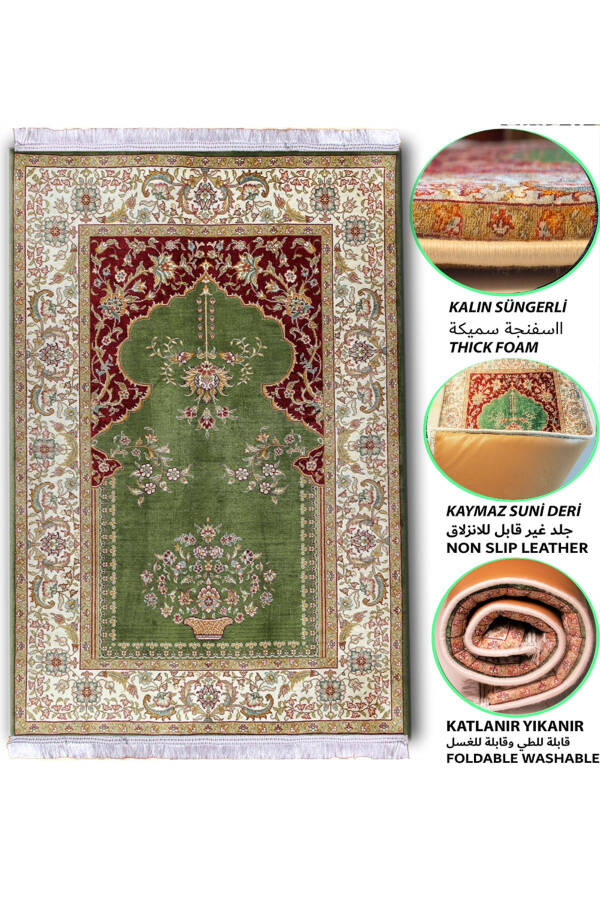 Washable, soft and foldable prayer rug. Perfect for dowry or as a gift. (70x120cm) - 9