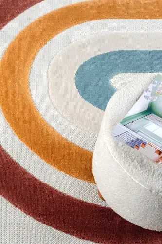 Washable Woven Base Baby Children's Room Rug Stain Resistant Antibacterial Antiallergic AYAZ 11-CREAM - 2