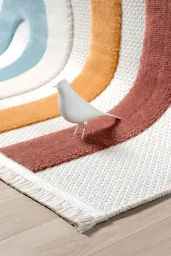 Washable Woven Base Baby Children's Room Rug Stain Resistant Antibacterial Antiallergic AYAZ 11-CREAM - 4