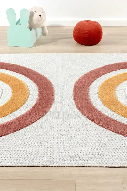 Washable Woven Base Baby Children's Room Rug Stain Resistant Antibacterial Antiallergic AYAZ 11-CREAM - 5