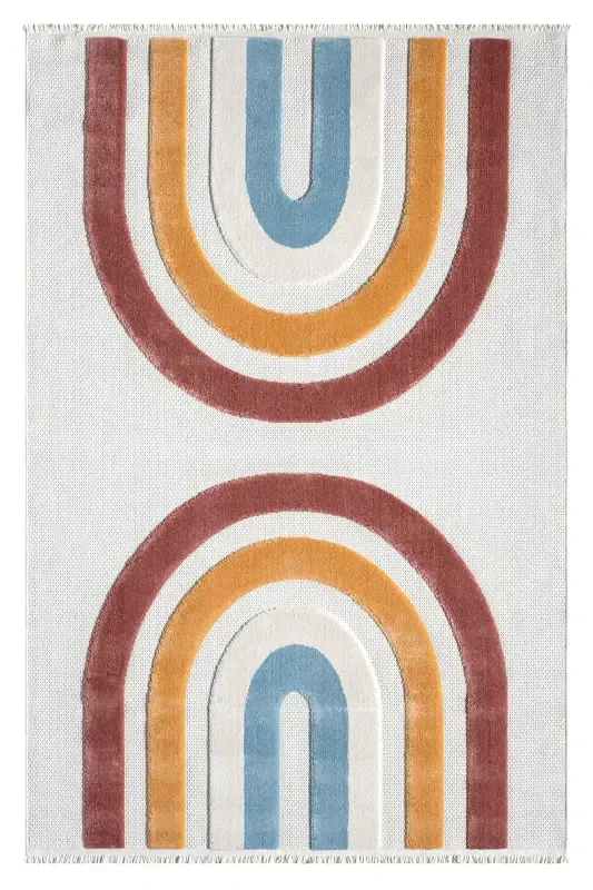 Washable Woven Base Baby Children's Room Rug Stain Resistant Antibacterial Antiallergic AYAZ 11-CREAM - 7