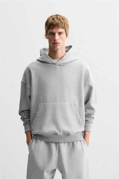 Washed Boxy Fit Sweatshirt - Anthracite Grey - 2