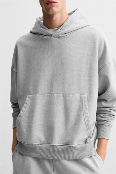 Washed Boxy Fit Sweatshirt - Anthracite Grey - 5