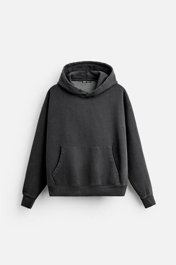 Washed Boxy Fit Sweatshirt - Black - 14