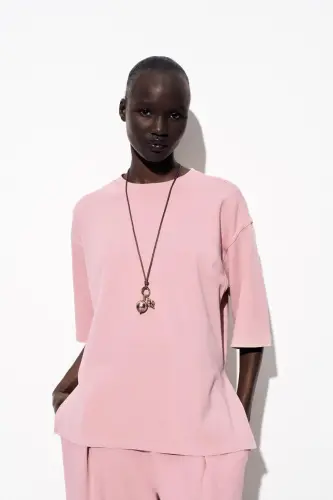 WASHED EFFECT INTERLOCK T-SHIRT-Powder pink - ZARA (1)