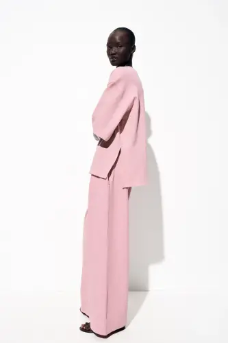 WASHED EFFECT INTERLOCK T-SHIRT-Powder pink - 3