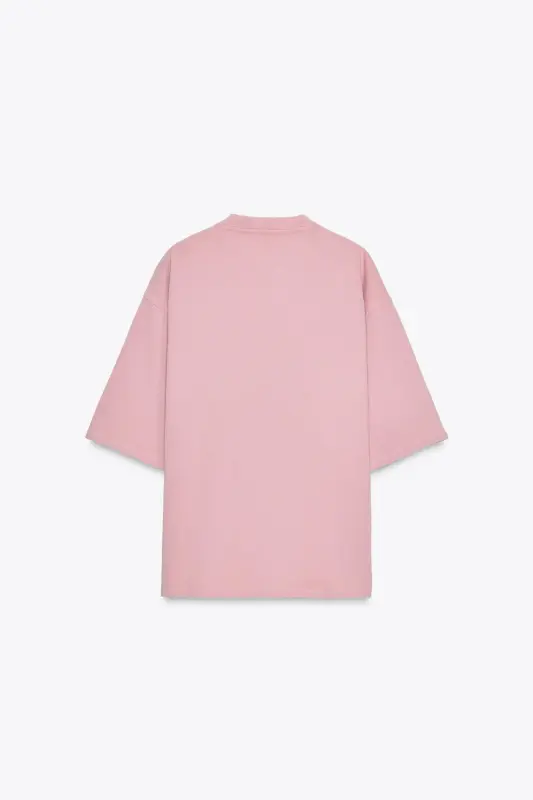 WASHED EFFECT INTERLOCK T-SHIRT-Powder pink - 6