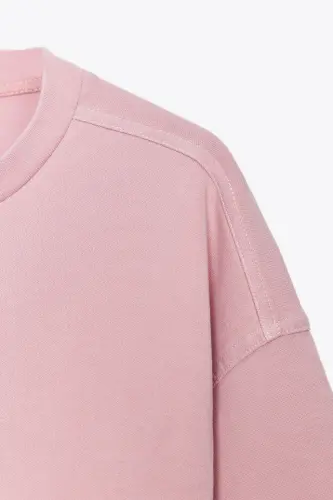 WASHED EFFECT INTERLOCK T-SHIRT-Powder pink - 7