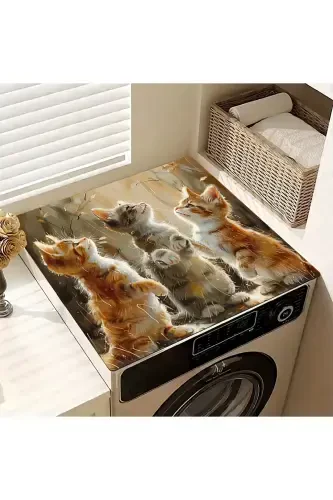 Washing Machine Cover Dryer Protection Mat Waterproof Non-slip Washable Dsn-05-Pattern - 1
