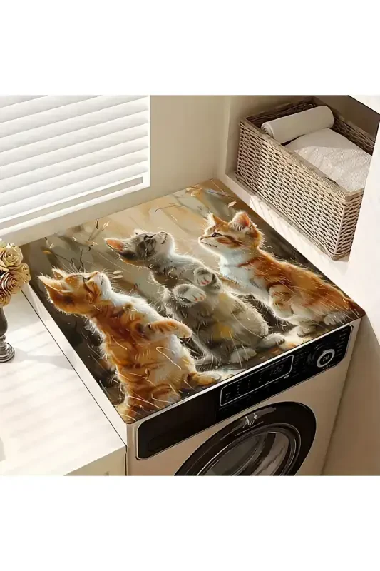 Washing Machine Cover Dryer Protection Mat Waterproof Non-slip Washable Dsn-05-Pattern - 1