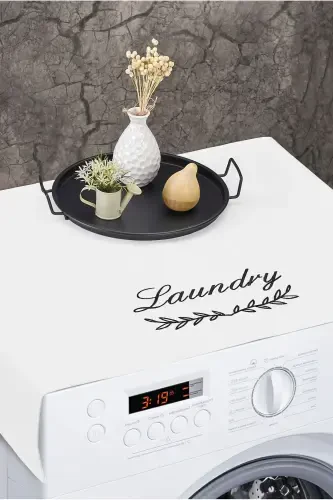 Washing Machine Cover Embroidered Waterproof Fabric White Color-WHITE - 1