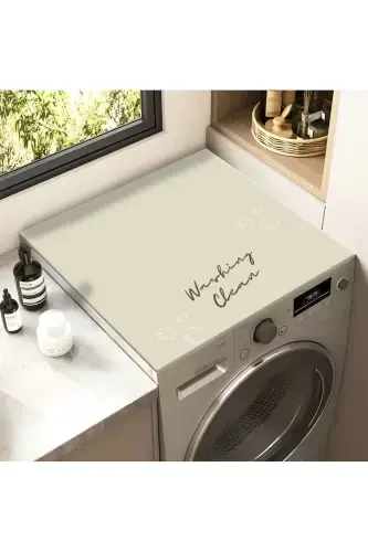 Washing Machine Dryer Cover Protection Pad Waterproof Mat Non-Slip Washable-grey - 1