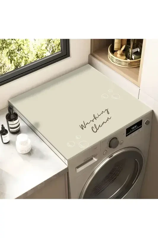 Washing Machine Dryer Cover Protection Pad Waterproof Mat Non-Slip Washable-grey - GETCARPET