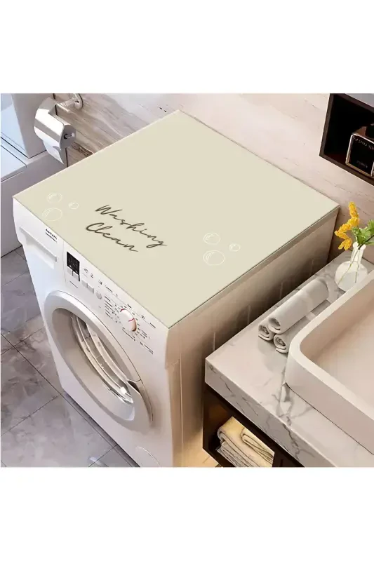 Washing Machine Dryer Cover Protection Pad Waterproof Mat Non-Slip Washable-grey - 3