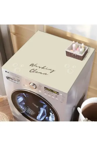 Washing Machine Dryer Cover Protection Pad Waterproof Mat Non-Slip Washable-grey - 3