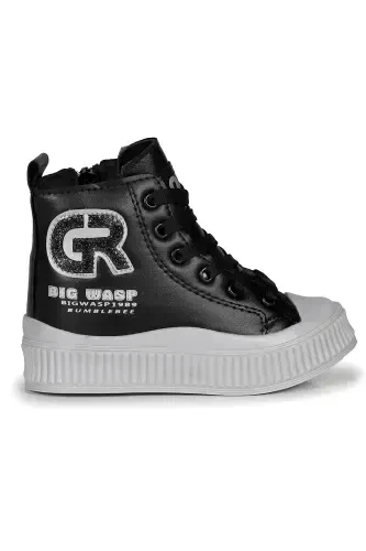 Wasp Fermuarlı Günlük Kız Bebek Bot Ayakkabı-Siyah - 3