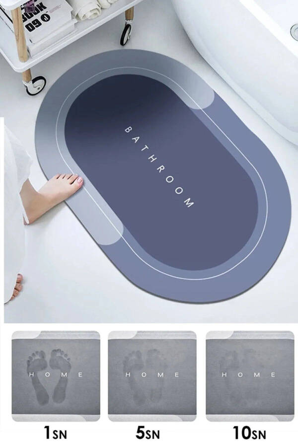 Water Absorbent Mat Stylish Design Ablution Mat Non-Slip Base Diatomite 40*60 Cm Oval Mat - 5