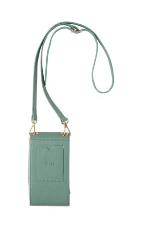 Water Green Genuine Leather Crossbody Phone Bag and Zippered Women's Wallet with Card Holder - Water Green - 5