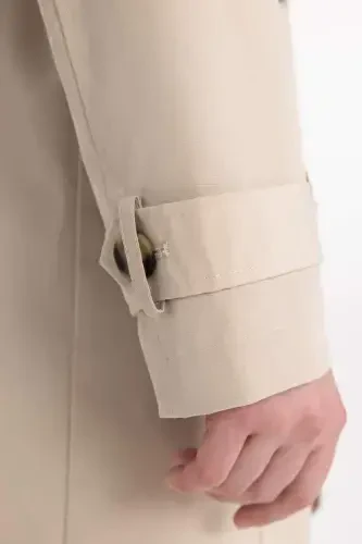 Water Repellent Lapel Collar Button Closure Pocket Belted Epauletted Trench Coat A0593ax24sp - 6