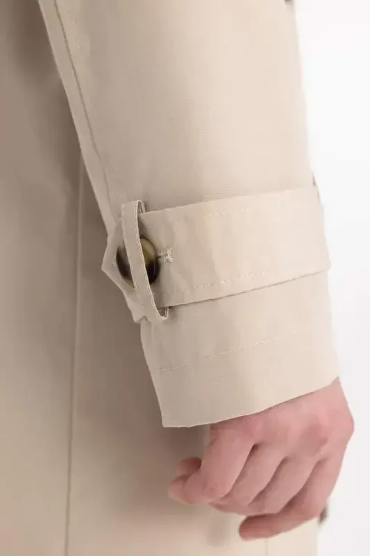 Water Repellent Lapel Collar Button Closure Pocket Belted Epauletted Trench Coat A0593ax24sp - 6