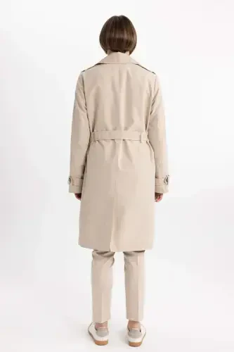 Water Repellent Lapel Collar Button Closure Pocket Belted Epauletted Trench Coat A0593ax24sp - 7