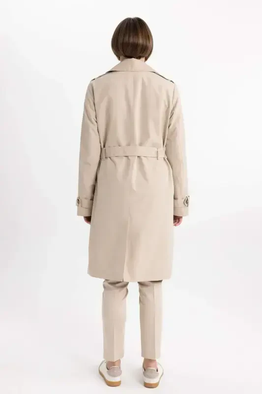 Water Repellent Lapel Collar Button Closure Pocket Belted Epauletted Trench Coat A0593ax24sp - 7