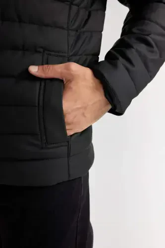 Water Repellent Slim Fit Stand Collar Faux Leather Jacket B3568ax24sp - 6