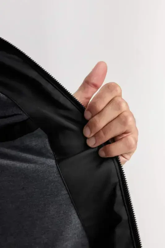 Water Repellent Slim Fit Stand Collar Faux Leather Jacket B3568ax24sp - 8