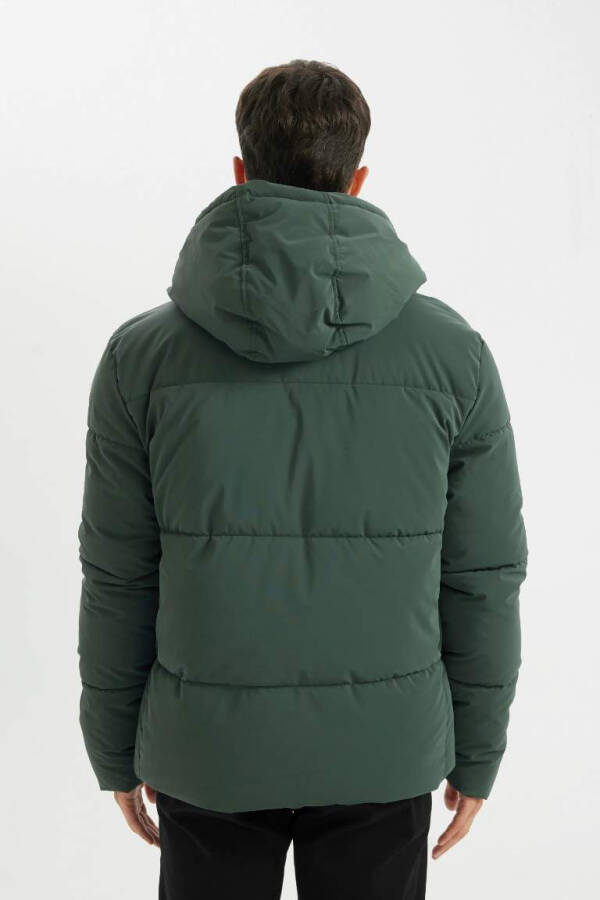 Water Repellent Zipper Hooded Coat with Snap Pockets in Green - 9