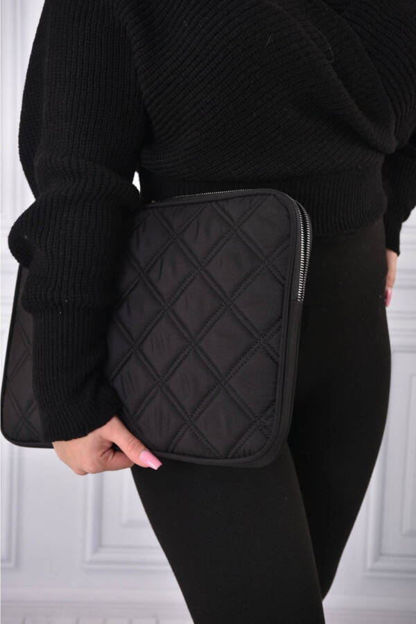 Water-resistant Quilted Laptop Sleeve Case Compatible with Macbook Air Pro 13 13.3 14 Inch. Black - 9