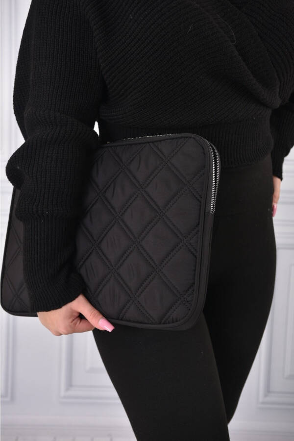 Water-resistant Quilted Laptop Sleeve Case Compatible with Macbook Air Pro 13 13.3 14 Inch. Black - 24