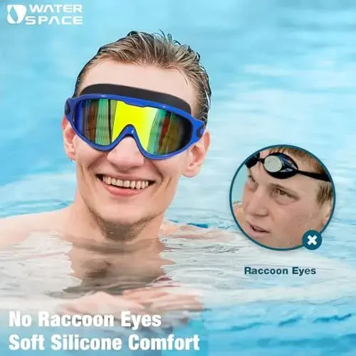 Water Space Swim Goggles 2 Pack for Adult Men Women, Anti-fog UV Protection No Leak 180° Wide View Clear Vision Pool Goggles - Modazone (1)