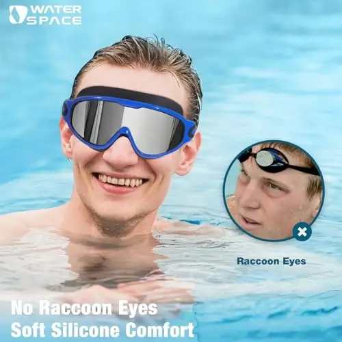 Water Space Swim Goggles 2 Pack for Adult Men Women, Anti-fog UV Protection No Leak 180° Wide View Clear Vision Pool Goggles - 2