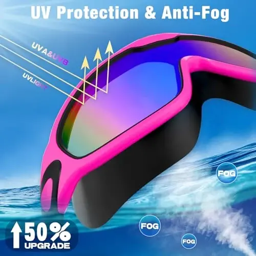 Water Space Swim Goggles 2 Pack for Adult Men Women, Anti-fog UV Protection No Leak 180° Wide View Clear Vision Pool Goggles - 4