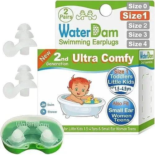 WaterDam Swimming Ear Plugs Great Waterproof Ultra Comfy Earplugs Prevent Swimmer's Ear - 1