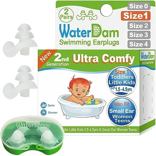 WaterDam Swimming Ear Plugs Great Waterproof Ultra Comfy Earplugs Prevent Swimmer's Ear 