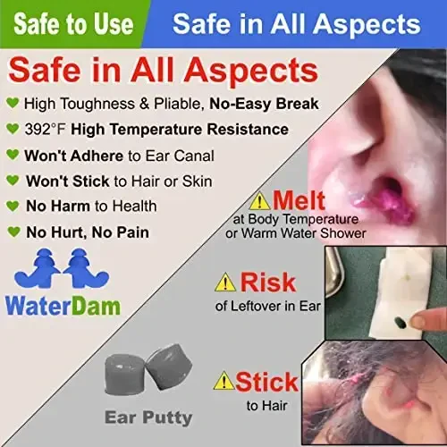 WaterDam Swimming Ear Plugs Great Waterproof Ultra Comfy Earplugs Prevent Swimmer's Ear - 4