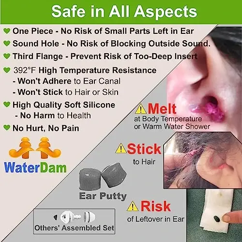 WaterDam Swimming Ear Plugs Great Waterproof Ultra Comfy Earplugs Prevent Swimmer's Ear - 4